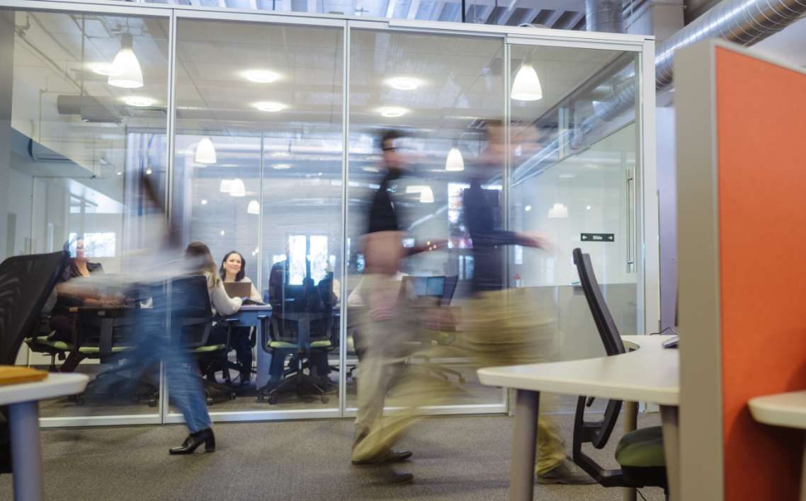 moving through the office