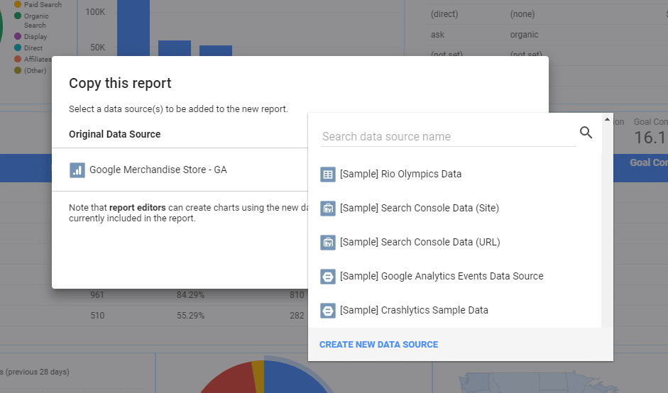 Google Data Studio Templates step 2