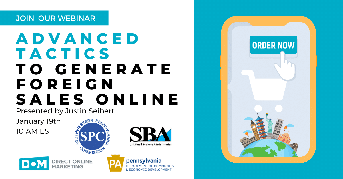 Export Marketing | Digital Export Marketing | Webinar Graphic for Generating Foreign Sales Online