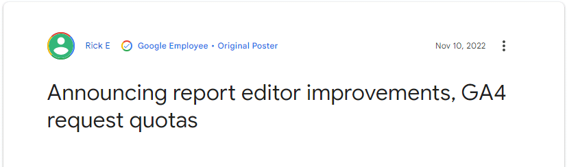 Google's GA4 Looker Studio request quotas announcement
