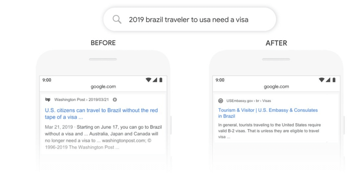 Google BERT search example