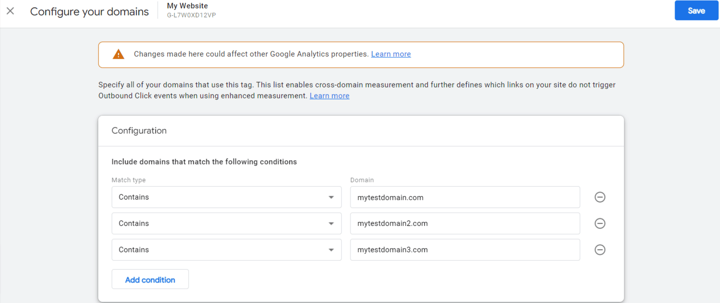 cross domain tracking ga4 configure domains