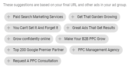 Headline ideas in Google responsive search ad