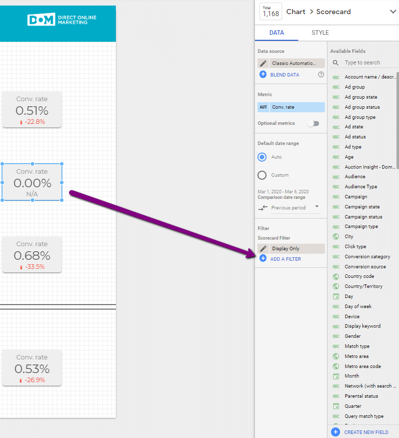 Creating filter by campaign type