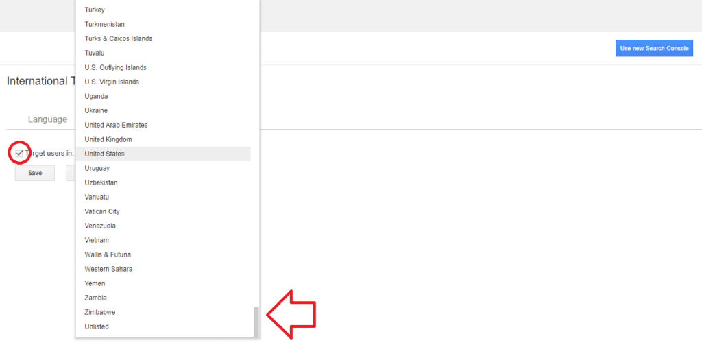 international targeting seo - google search console country tab step by step - step 4