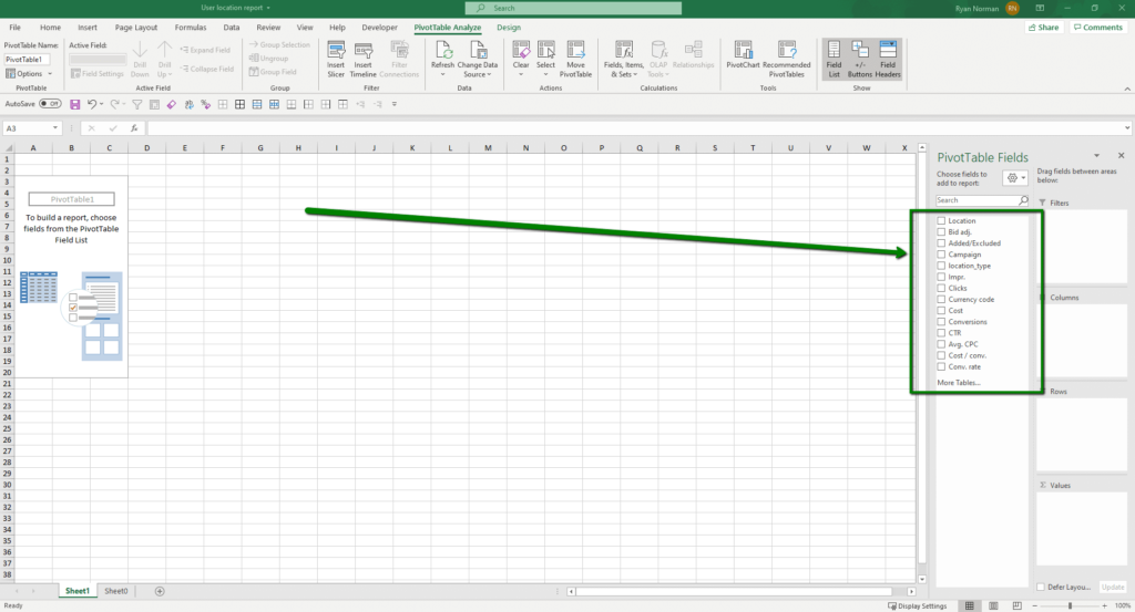 k Populate fields - Pivot Table PPC Blog