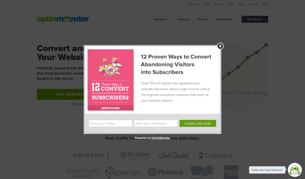 lightbox pop up lead capture