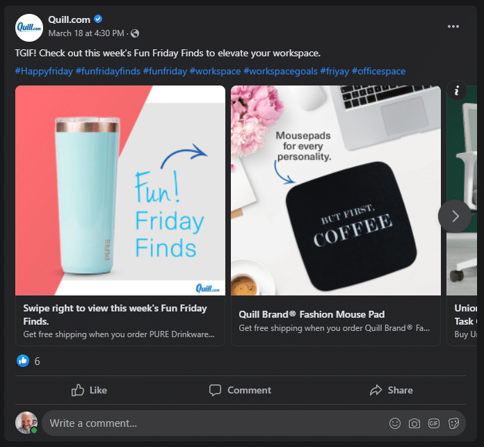 b2b social commerce example - Quill's Fun Friday Finds