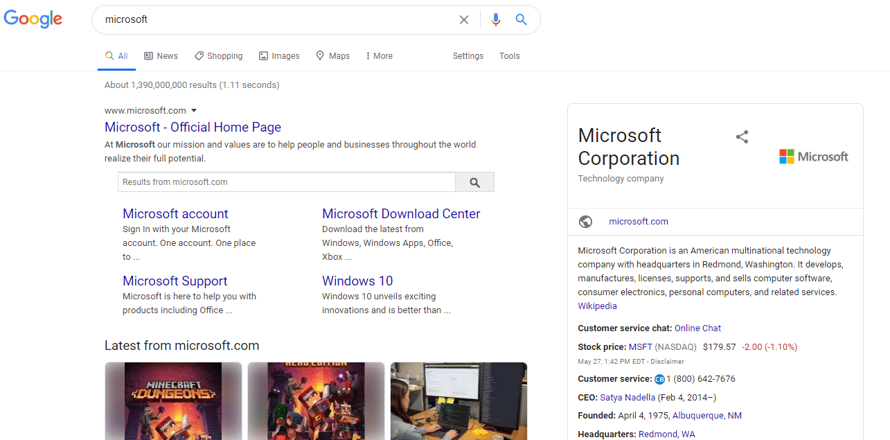 Google Branded Knowledge Panel for Microsoft