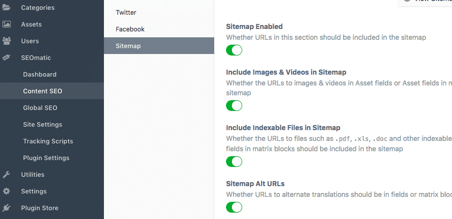 craft cms vs wordpress - seomatic sitemap creat