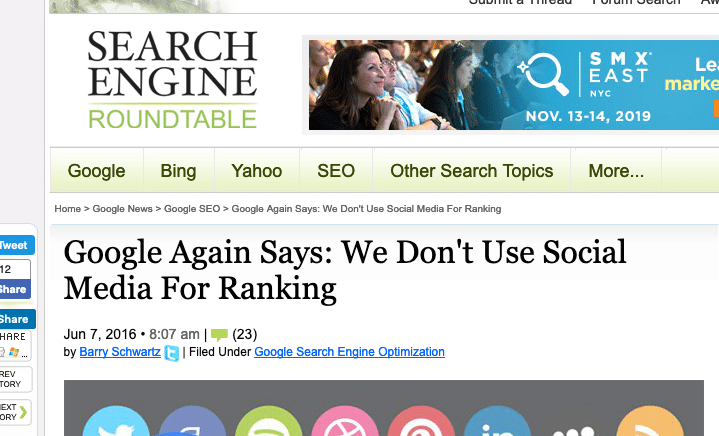 social media seo rankings