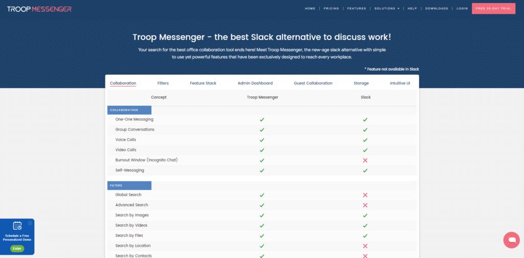 product comparison lead generation idea troopmessenger slack